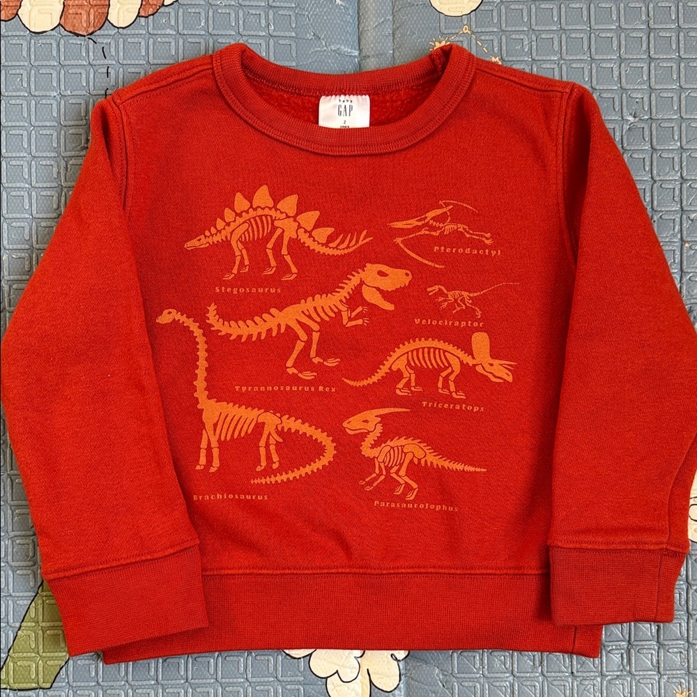GAP Kids Red Dinosaur Fossil Sweatshirt